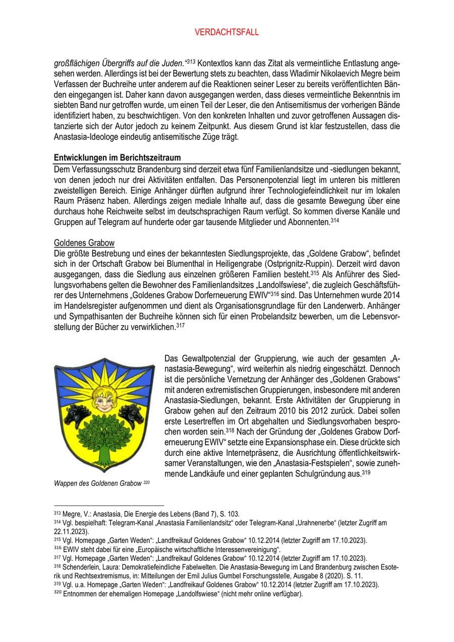 Seite 122 des Verfassungsschutzbericht 2023 Brandenburg