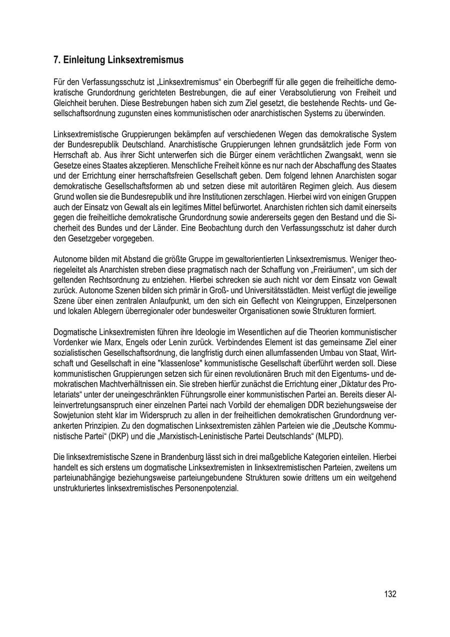 Seite 132 des Verfassungsschutzbericht 2023 Brandenburg