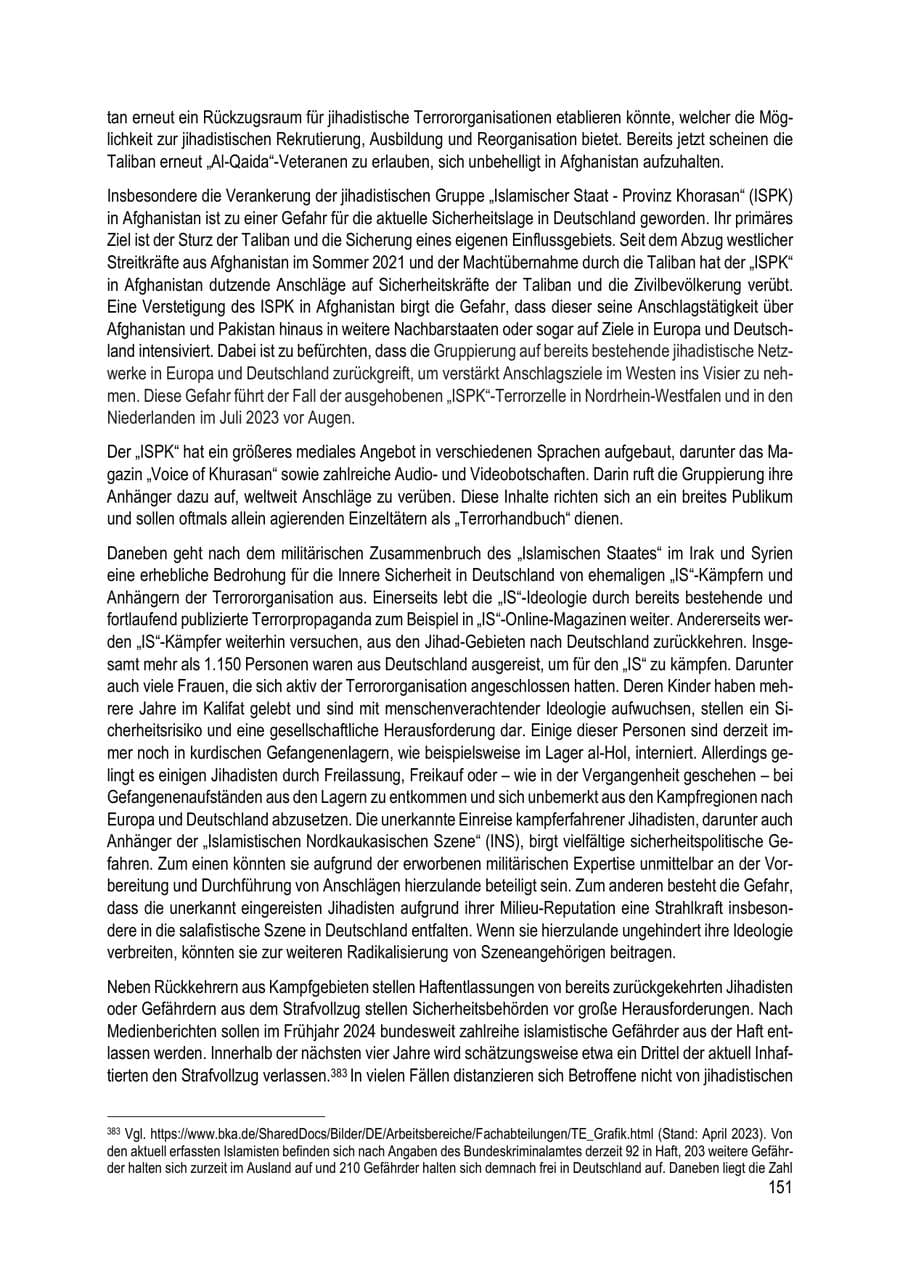 Seite 151 des Verfassungsschutzbericht 2023 Brandenburg