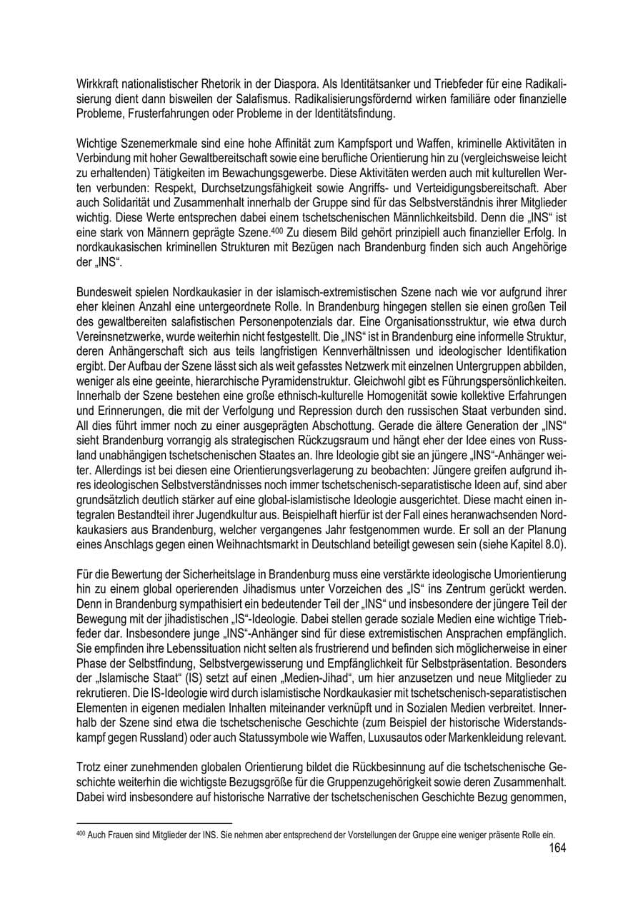 Seite 164 des Verfassungsschutzbericht 2023 Brandenburg