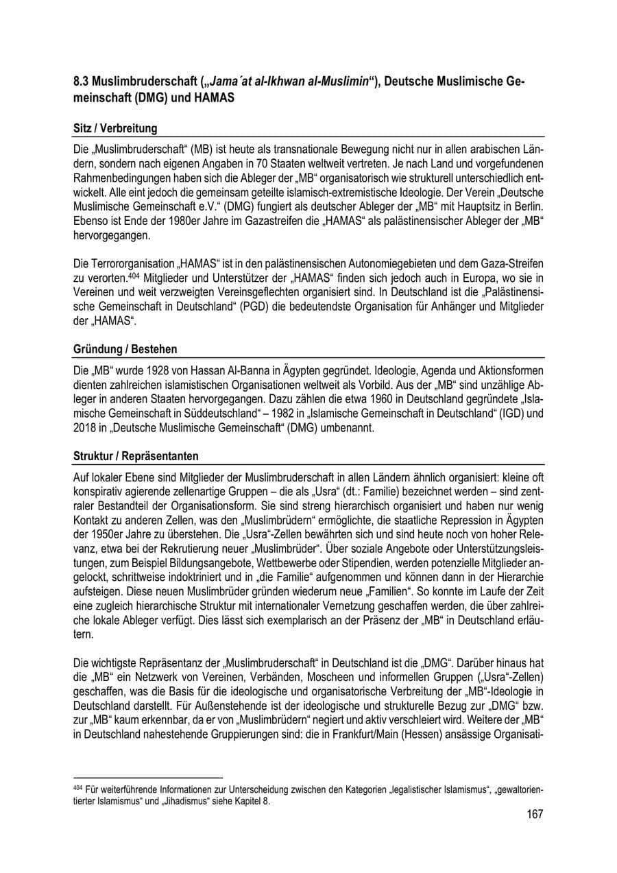 Seite 167 des Verfassungsschutzbericht 2023 Brandenburg