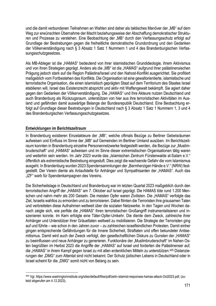 Seite 171 des Verfassungsschutzbericht 2023 Brandenburg