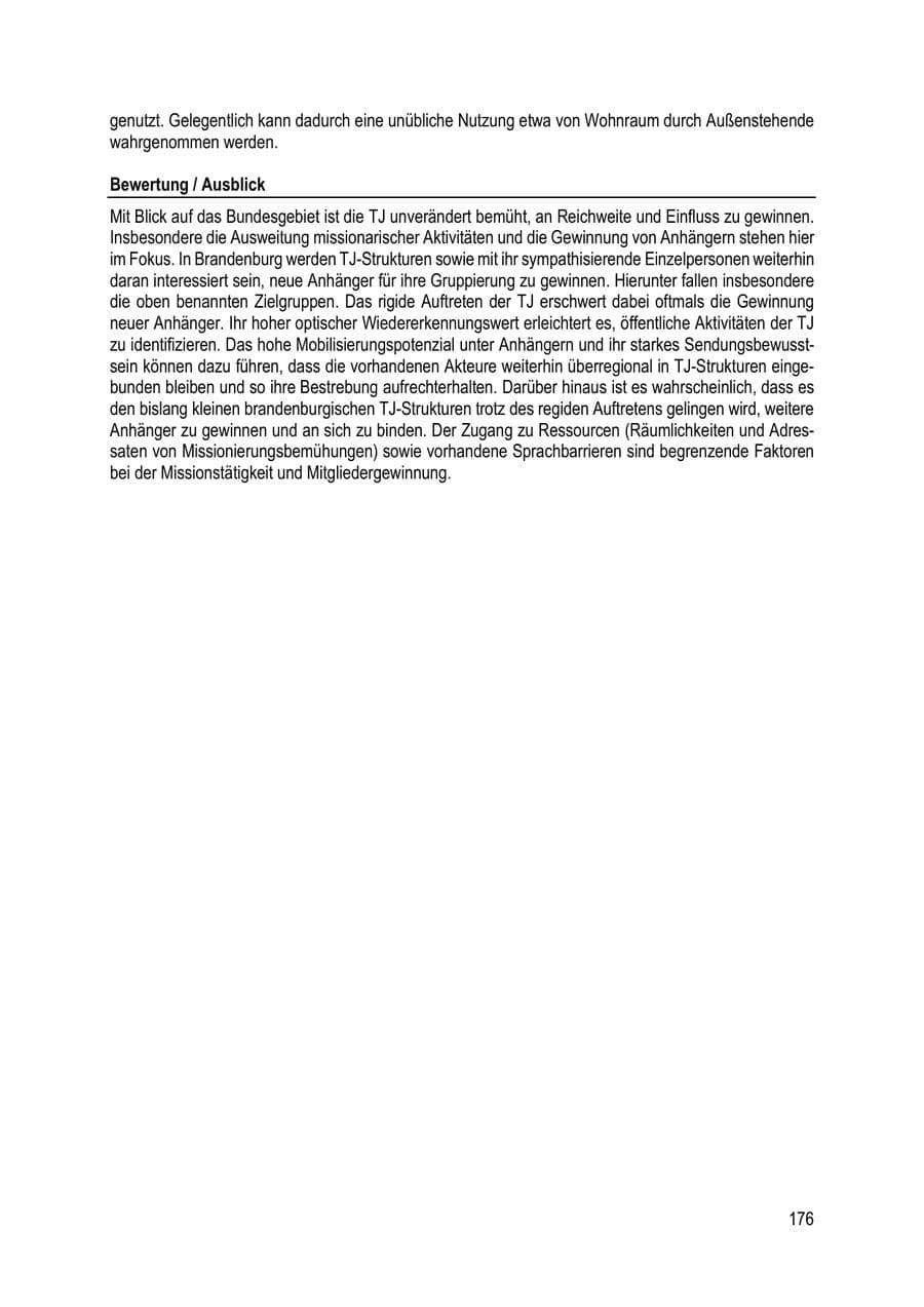 Seite 176 des Verfassungsschutzbericht 2023 Brandenburg