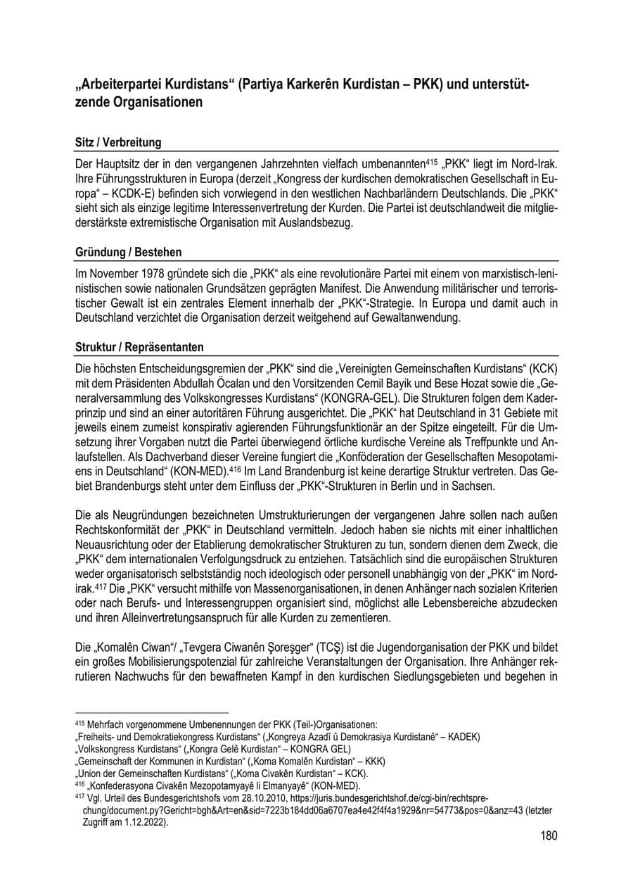 Seite 180 des Verfassungsschutzbericht 2023 Brandenburg