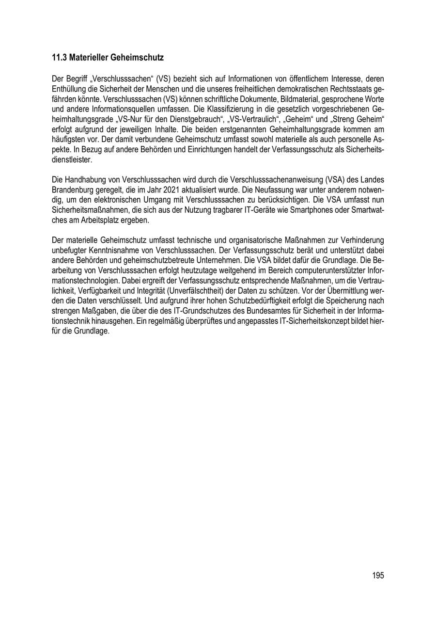 Seite 195 des Verfassungsschutzbericht 2023 Brandenburg