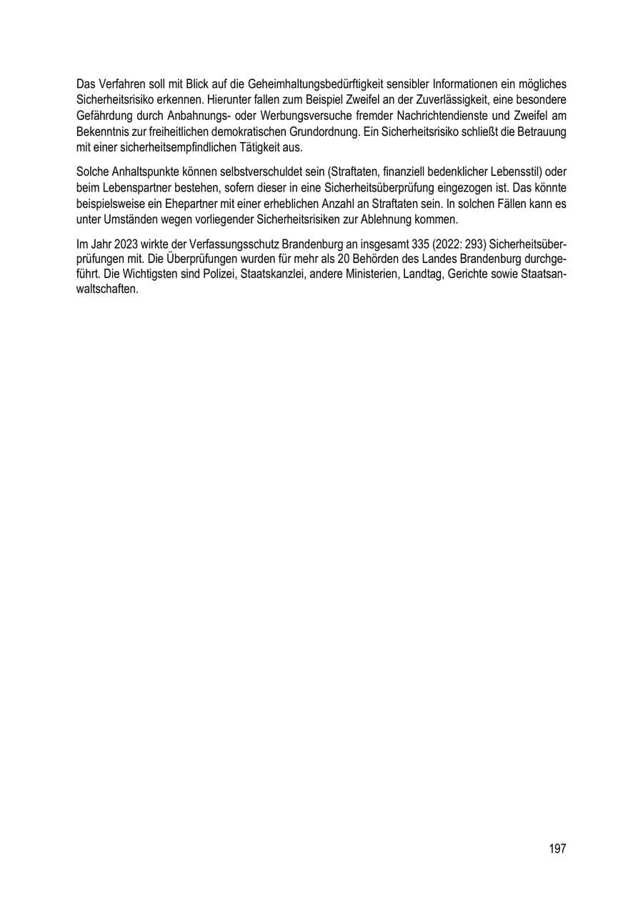 Seite 197 des Verfassungsschutzbericht 2023 Brandenburg