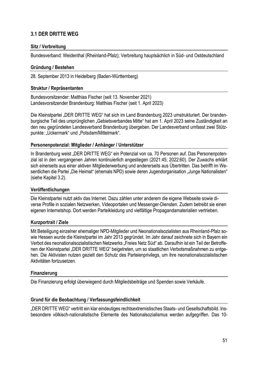 Seite 51 des Verfassungsschutzbericht 2023 Brandenburg