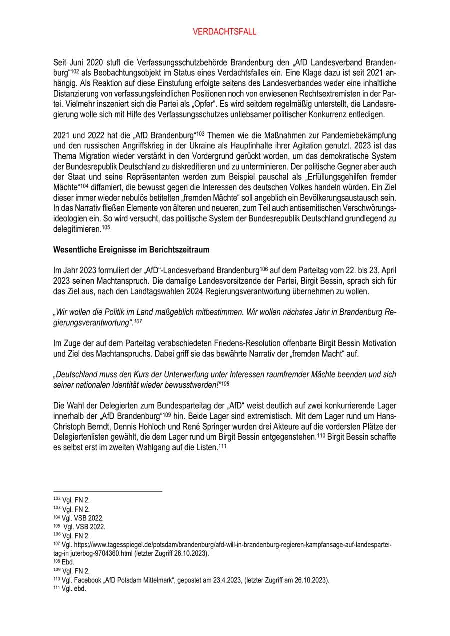 Seite 60 des Verfassungsschutzbericht 2023 Brandenburg