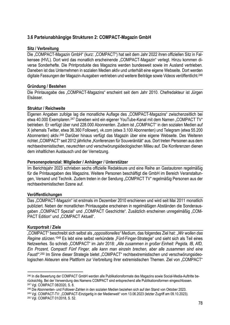 Seite 78 des Verfassungsschutzbericht 2023 Brandenburg