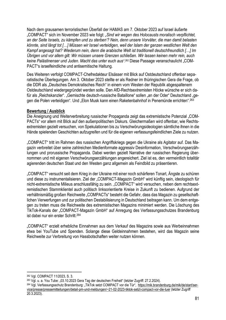 Seite 81 des Verfassungsschutzbericht 2023 Brandenburg