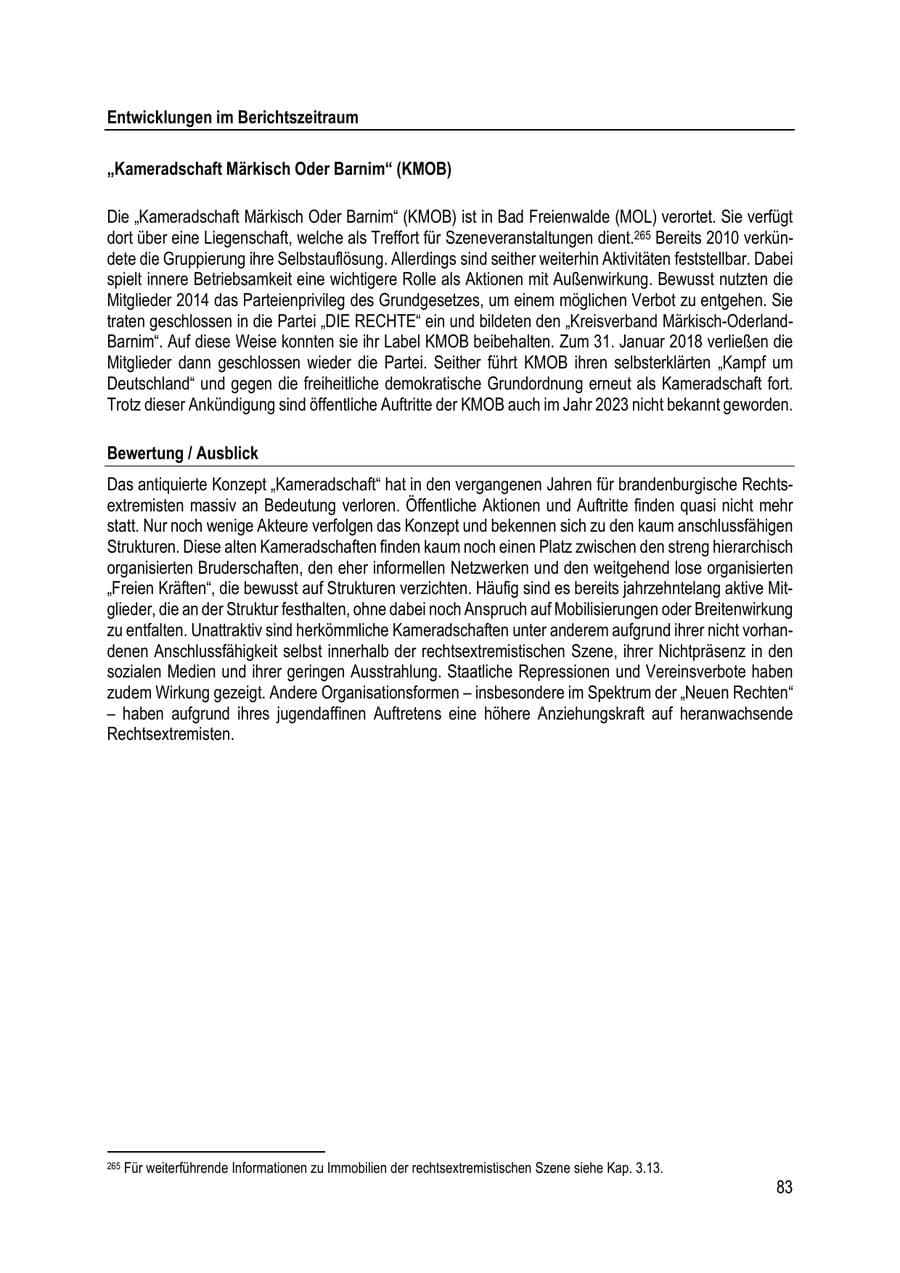 Seite 83 des Verfassungsschutzbericht 2023 Brandenburg