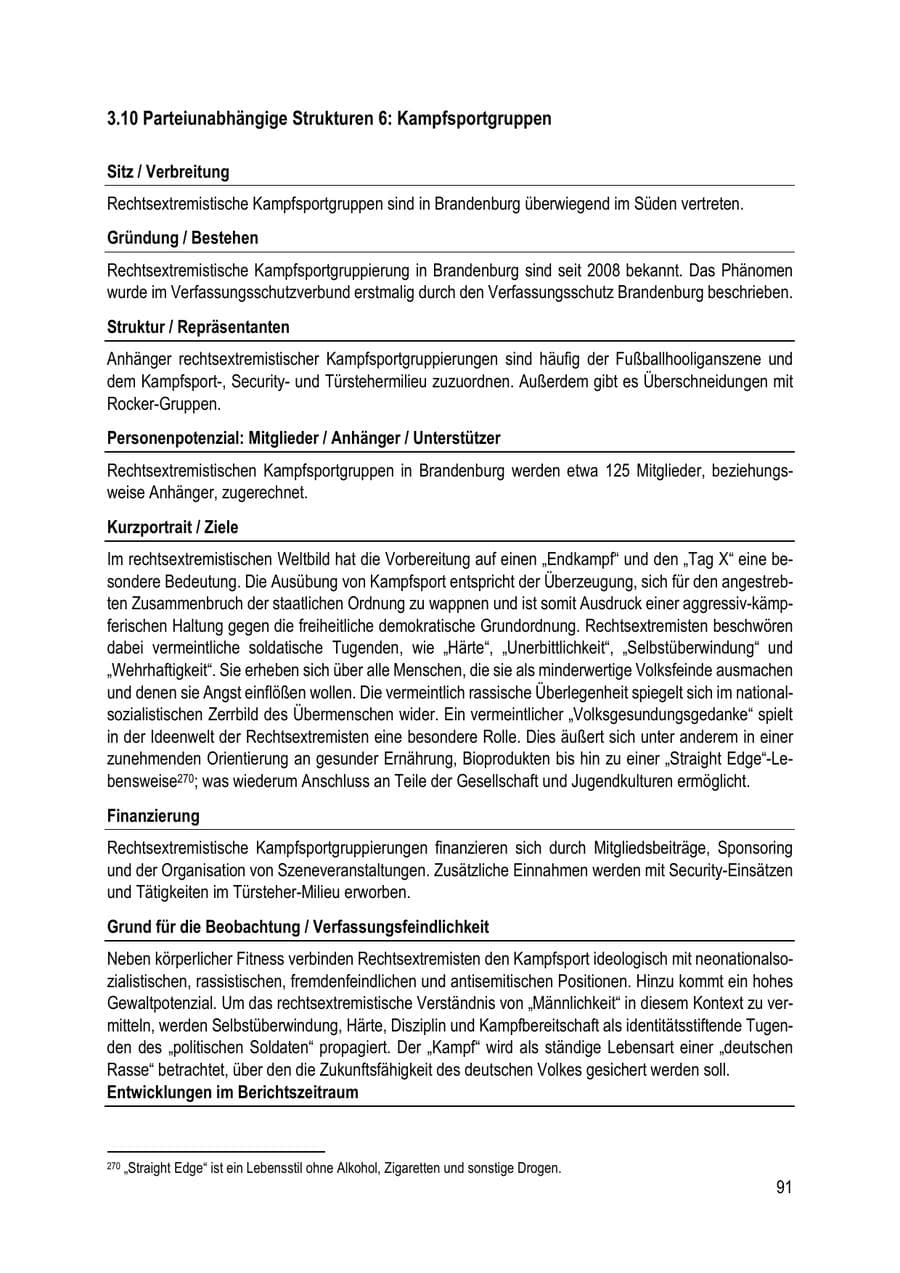 Seite 91 des Verfassungsschutzbericht 2023 Brandenburg