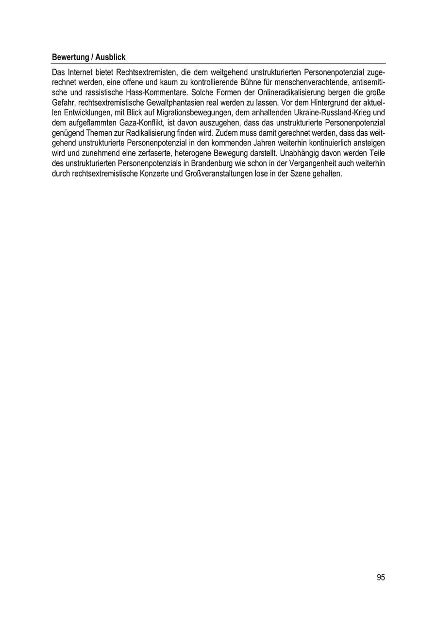 Seite 95 des Verfassungsschutzbericht 2023 Brandenburg