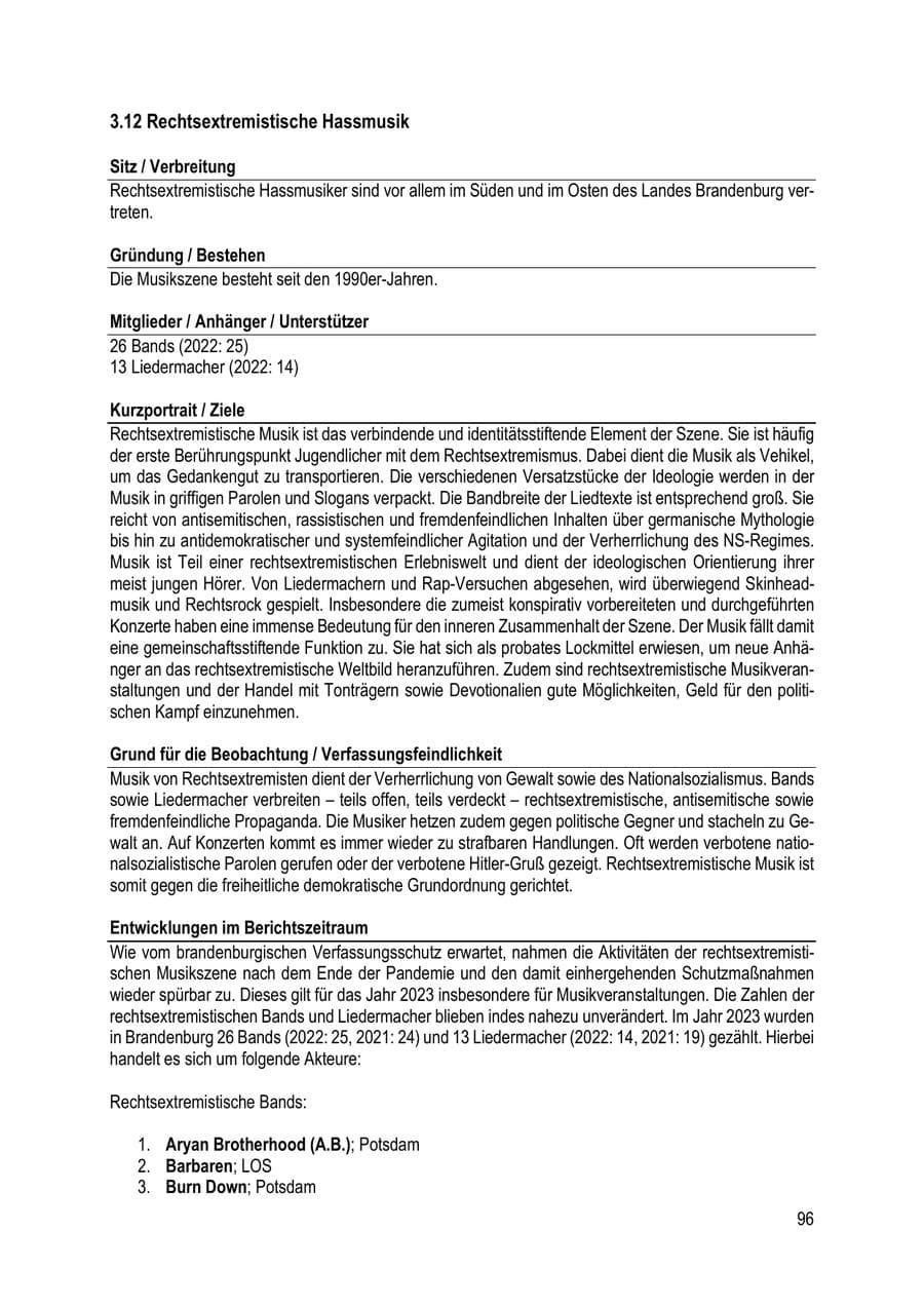 Seite 96 des Verfassungsschutzbericht 2023 Brandenburg