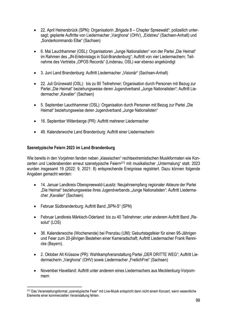 Seite 99 des Verfassungsschutzbericht 2023 Brandenburg