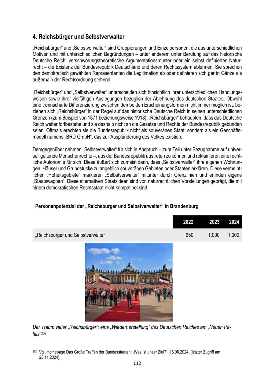 Seite 112 des Verfassungsschutzbericht 2024 Brandenburg