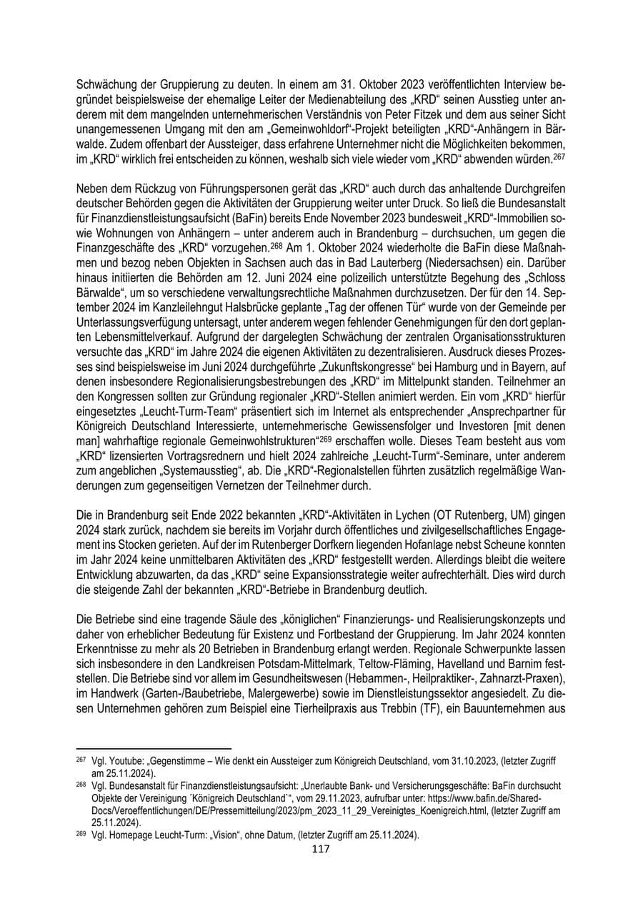 Seite 117 des Verfassungsschutzbericht 2024 Brandenburg