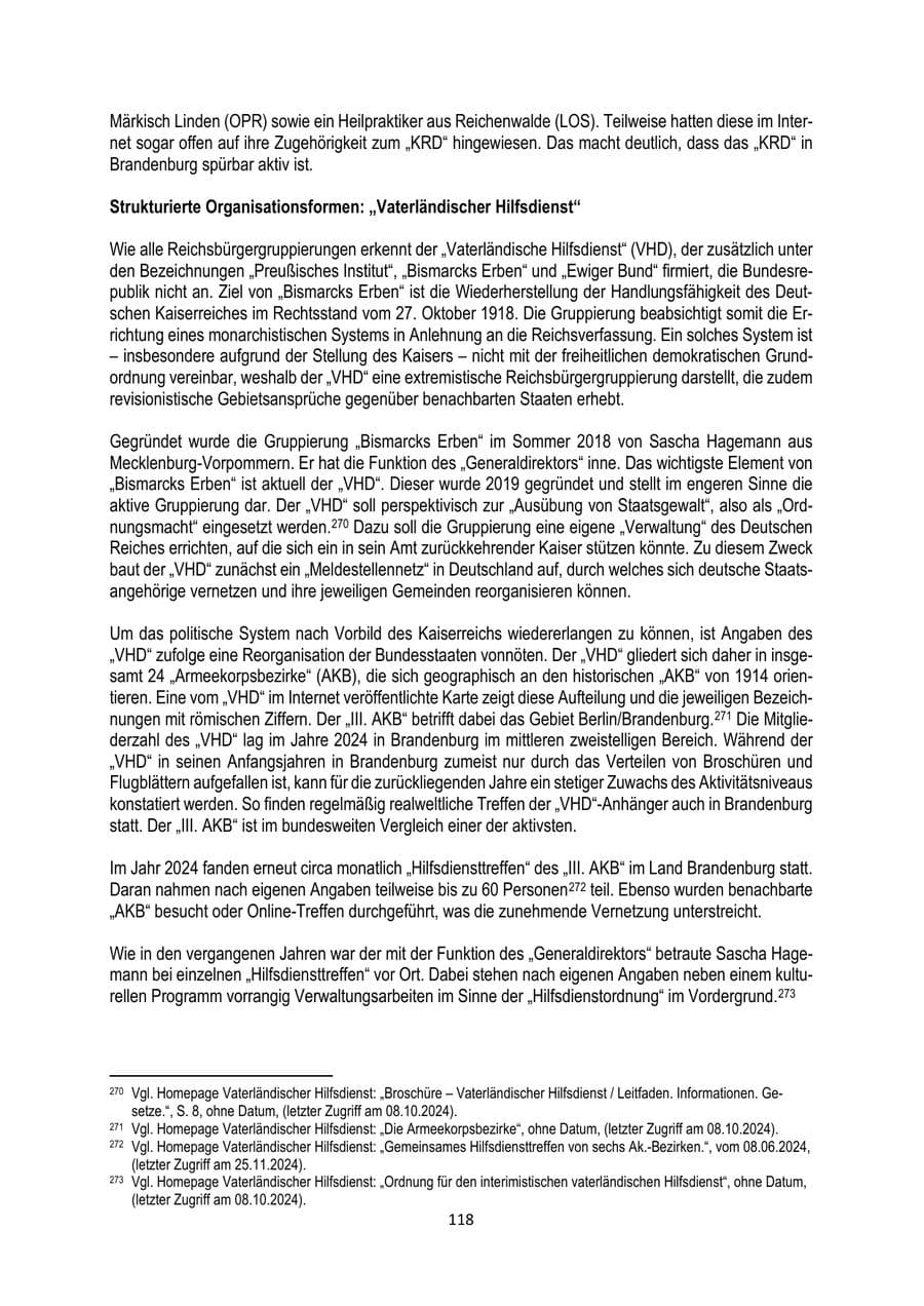 Seite 118 des Verfassungsschutzbericht 2024 Brandenburg