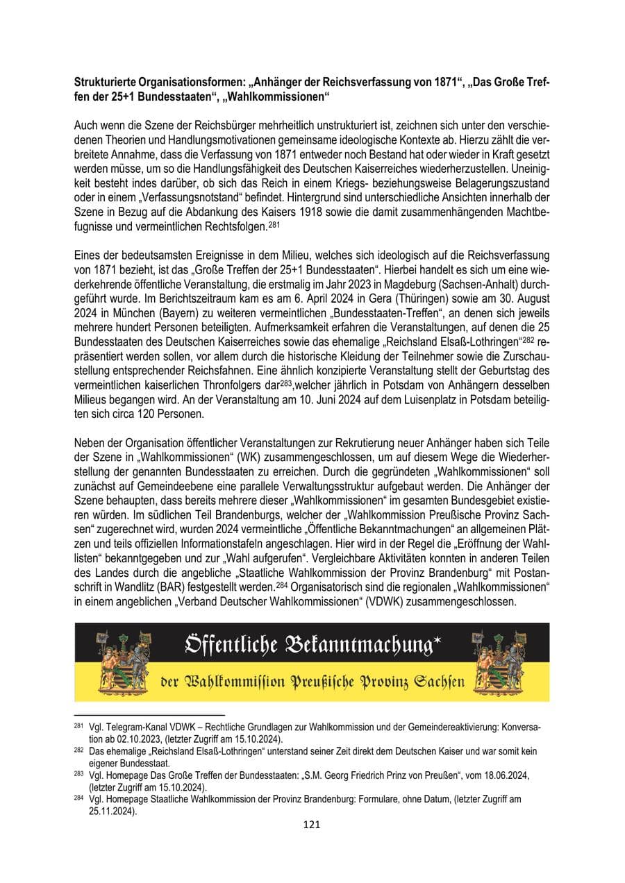 Seite 121 des Verfassungsschutzbericht 2024 Brandenburg