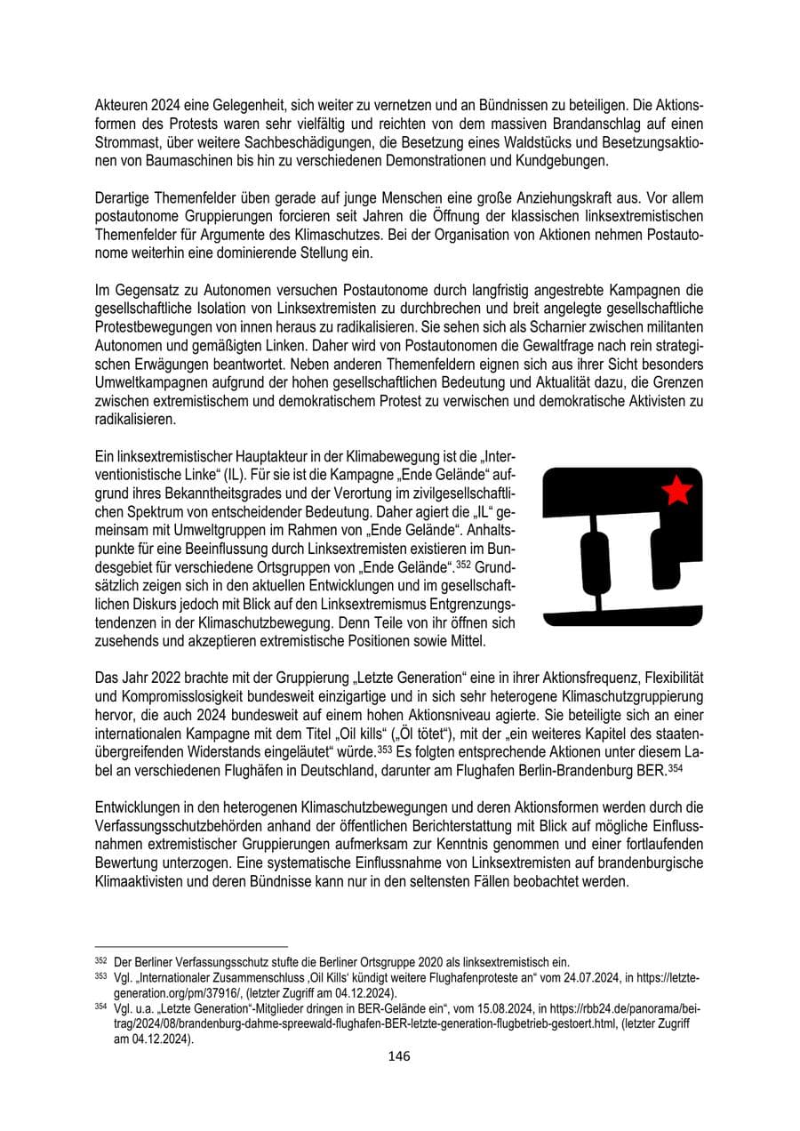Seite 146 des Verfassungsschutzbericht 2024 Brandenburg