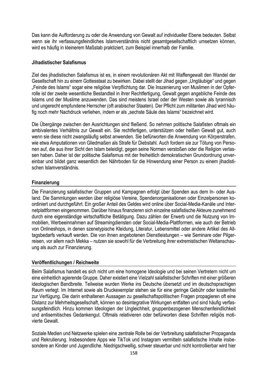 Seite 158 des Verfassungsschutzbericht 2024 Brandenburg