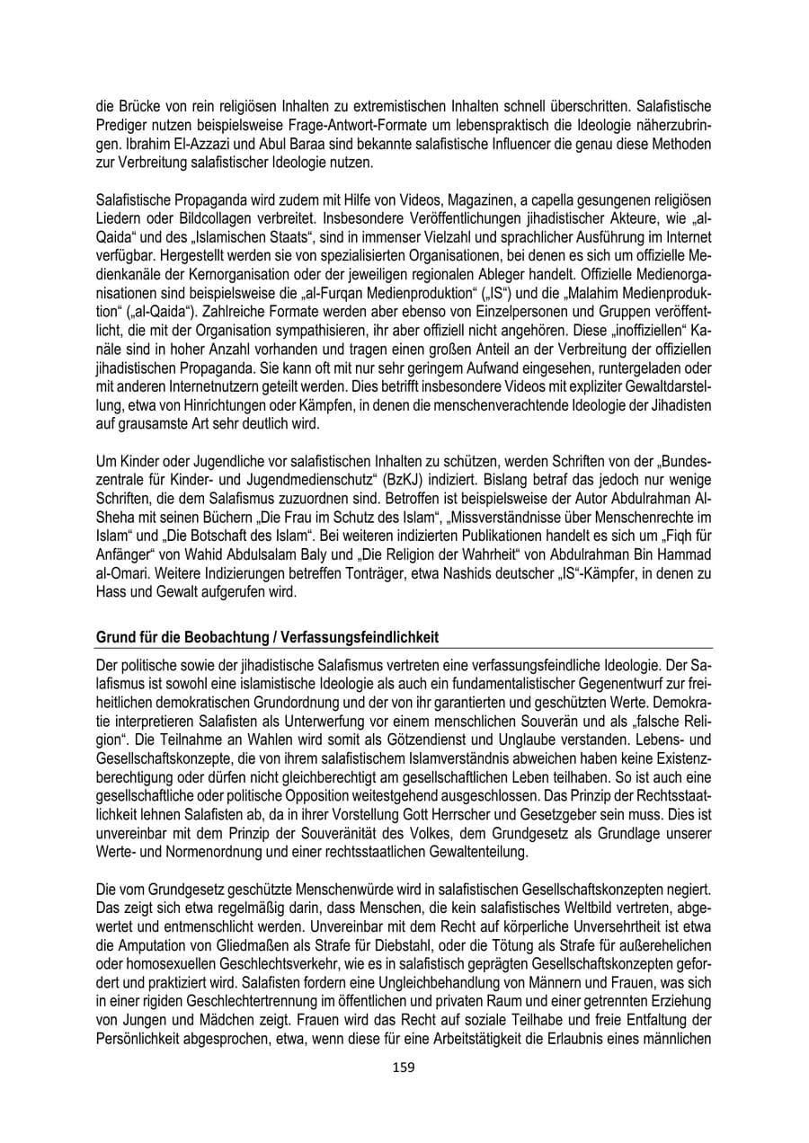 Seite 159 des Verfassungsschutzbericht 2024 Brandenburg