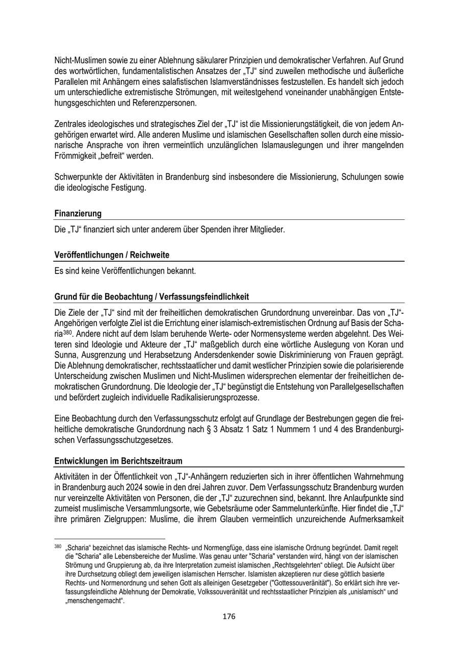 Seite 176 des Verfassungsschutzbericht 2024 Brandenburg