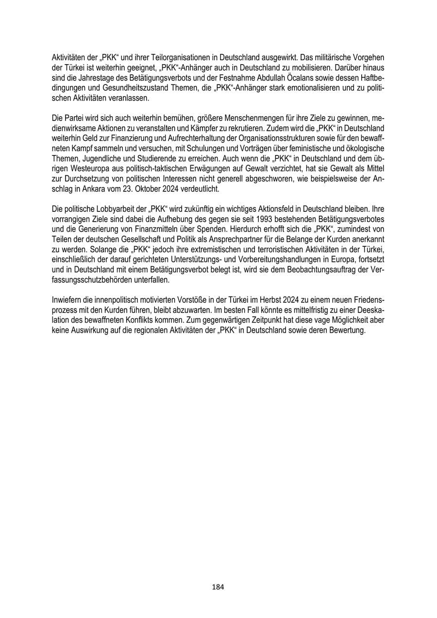 Seite 184 des Verfassungsschutzbericht 2024 Brandenburg
