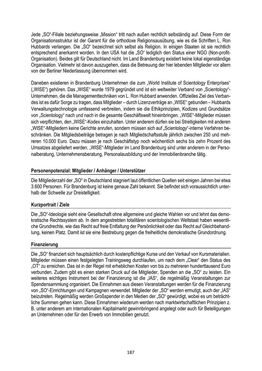 Seite 187 des Verfassungsschutzbericht 2024 Brandenburg