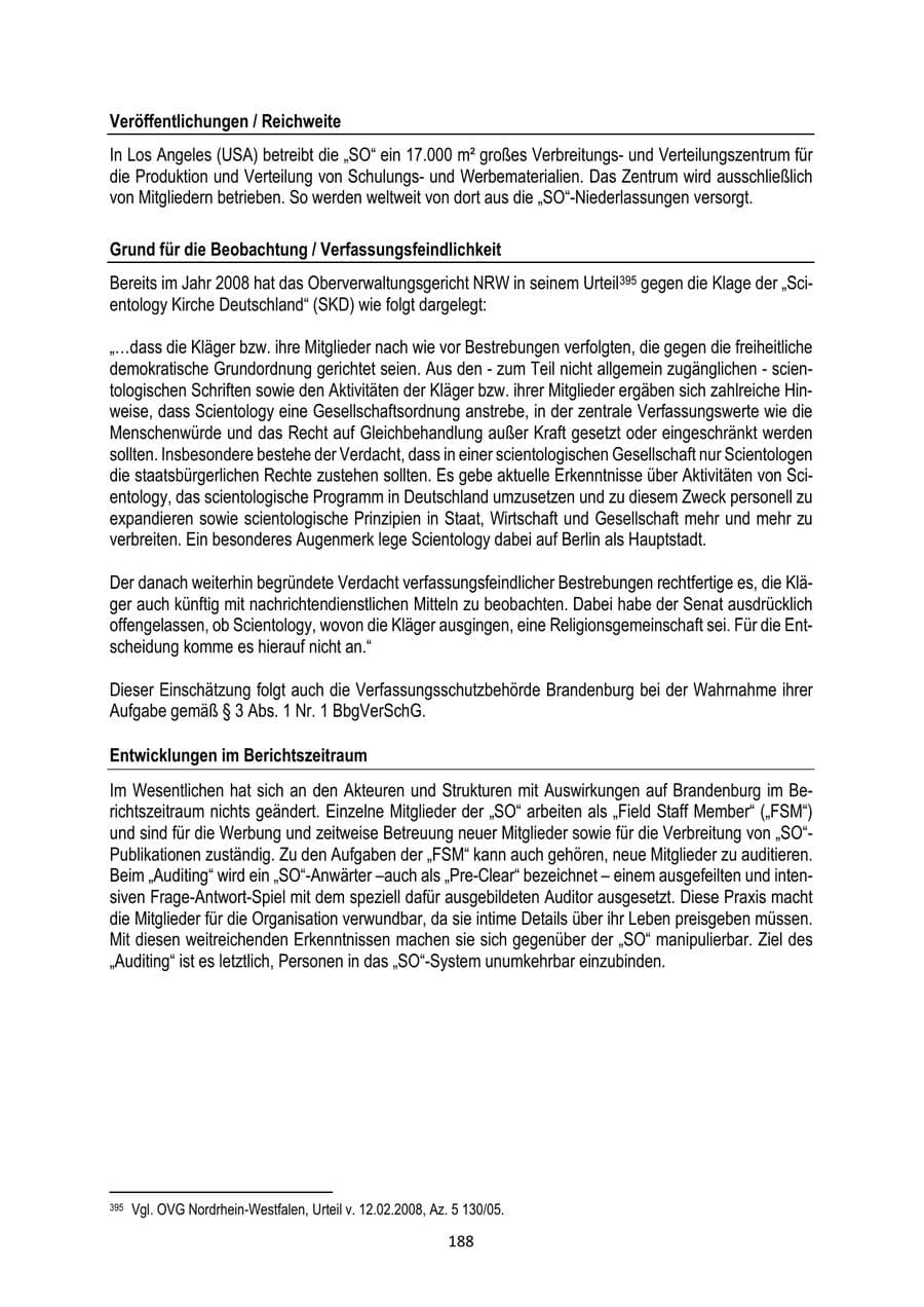 Seite 188 des Verfassungsschutzbericht 2024 Brandenburg