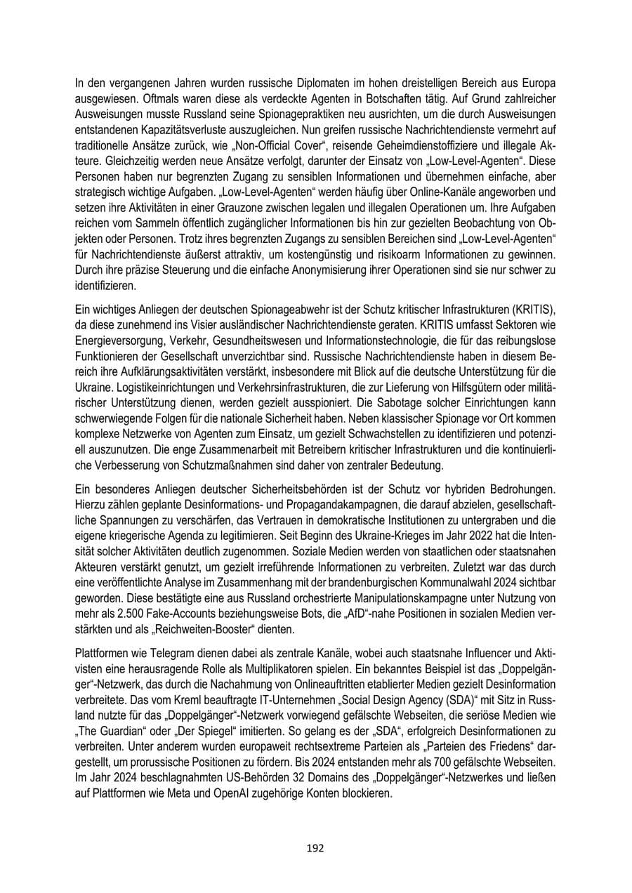 Seite 192 des Verfassungsschutzbericht 2024 Brandenburg