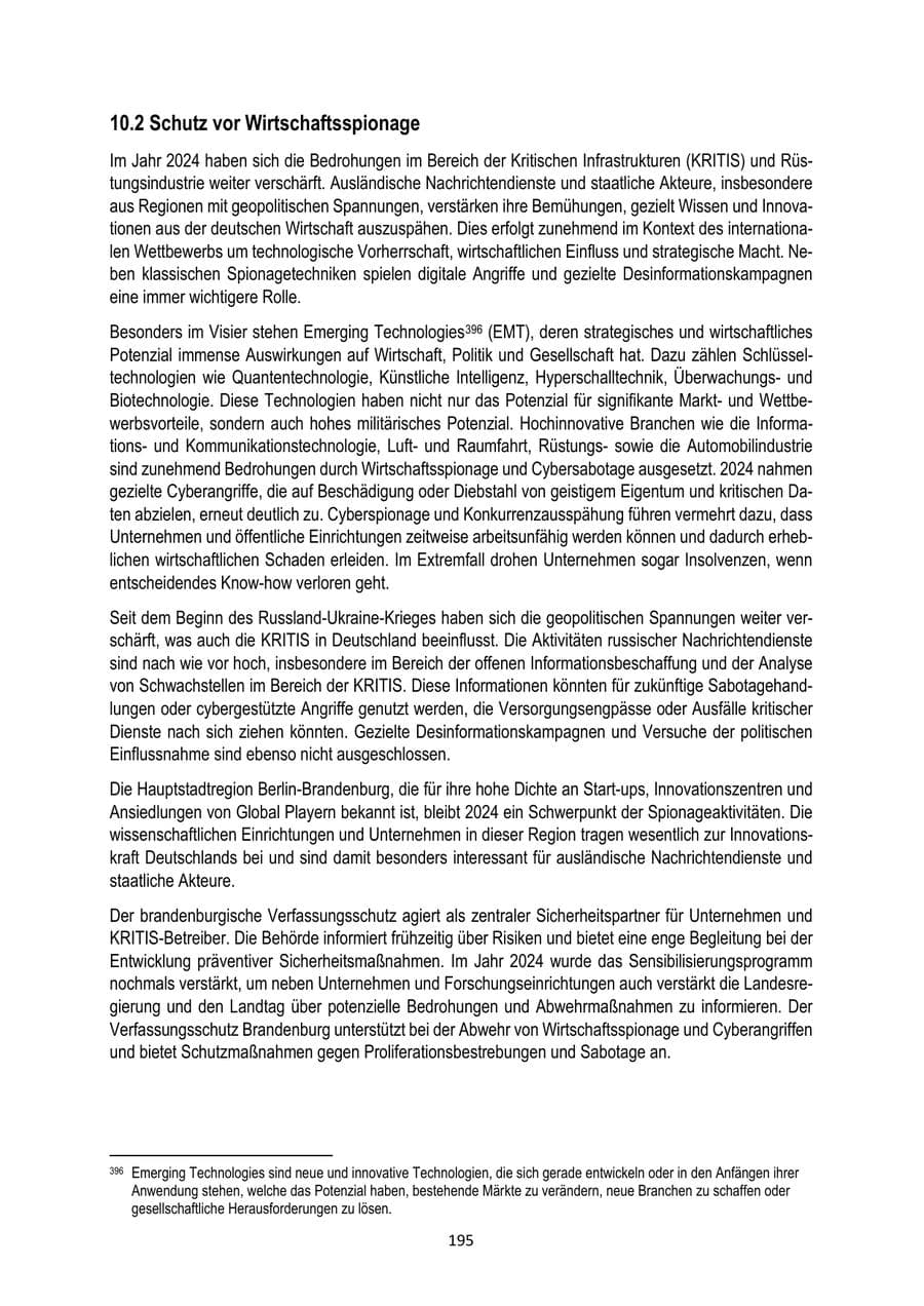 Seite 195 des Verfassungsschutzbericht 2024 Brandenburg