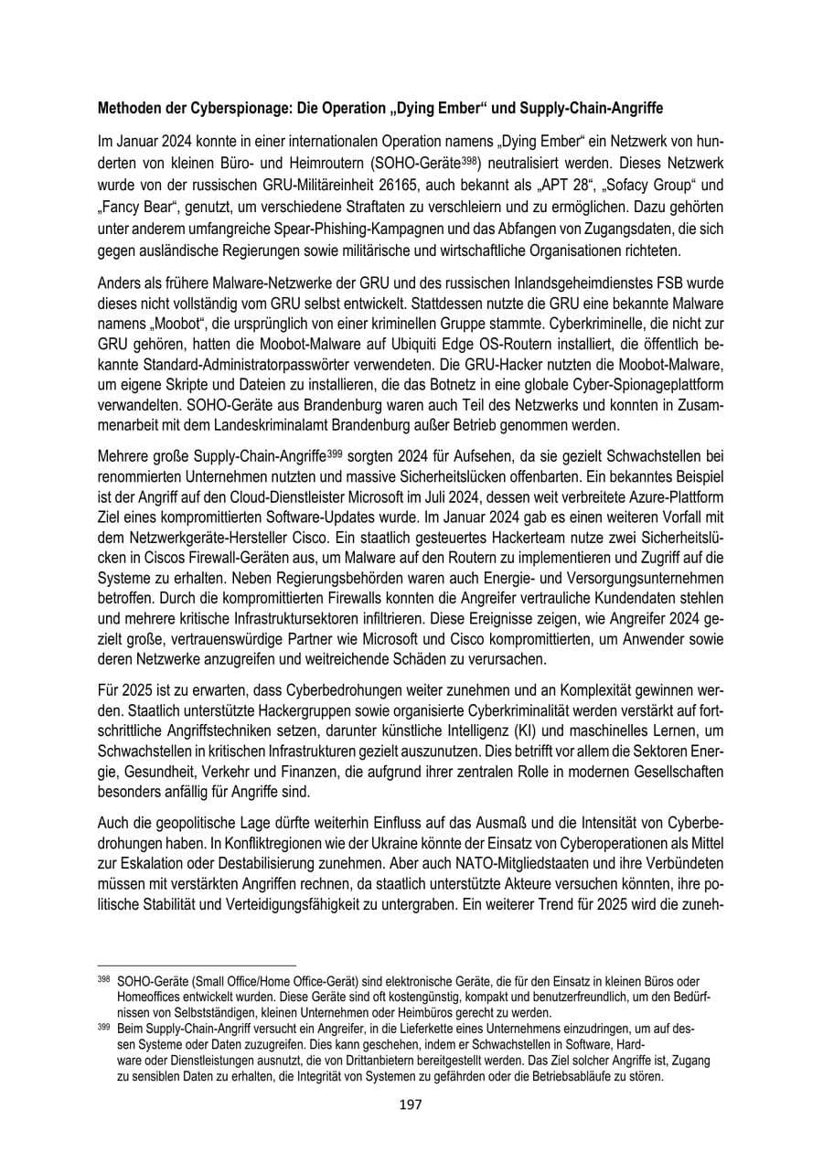 Seite 197 des Verfassungsschutzbericht 2024 Brandenburg