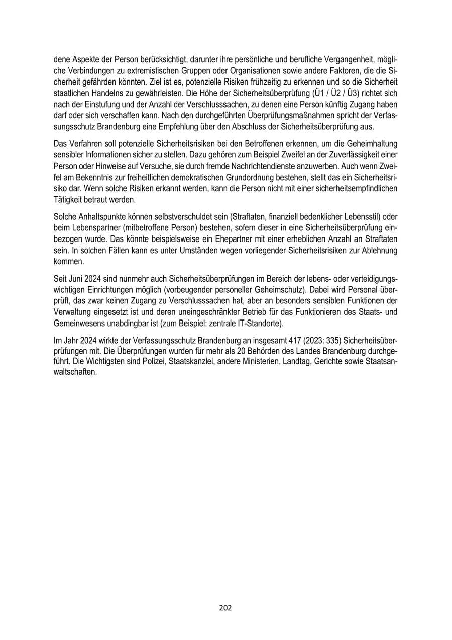 Seite 202 des Verfassungsschutzbericht 2024 Brandenburg