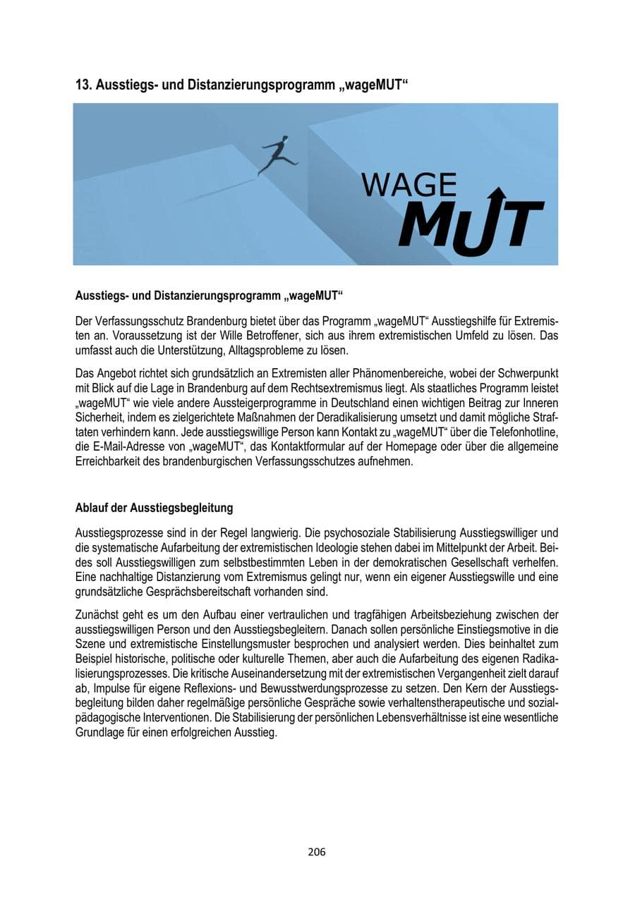 Seite 206 des Verfassungsschutzbericht 2024 Brandenburg