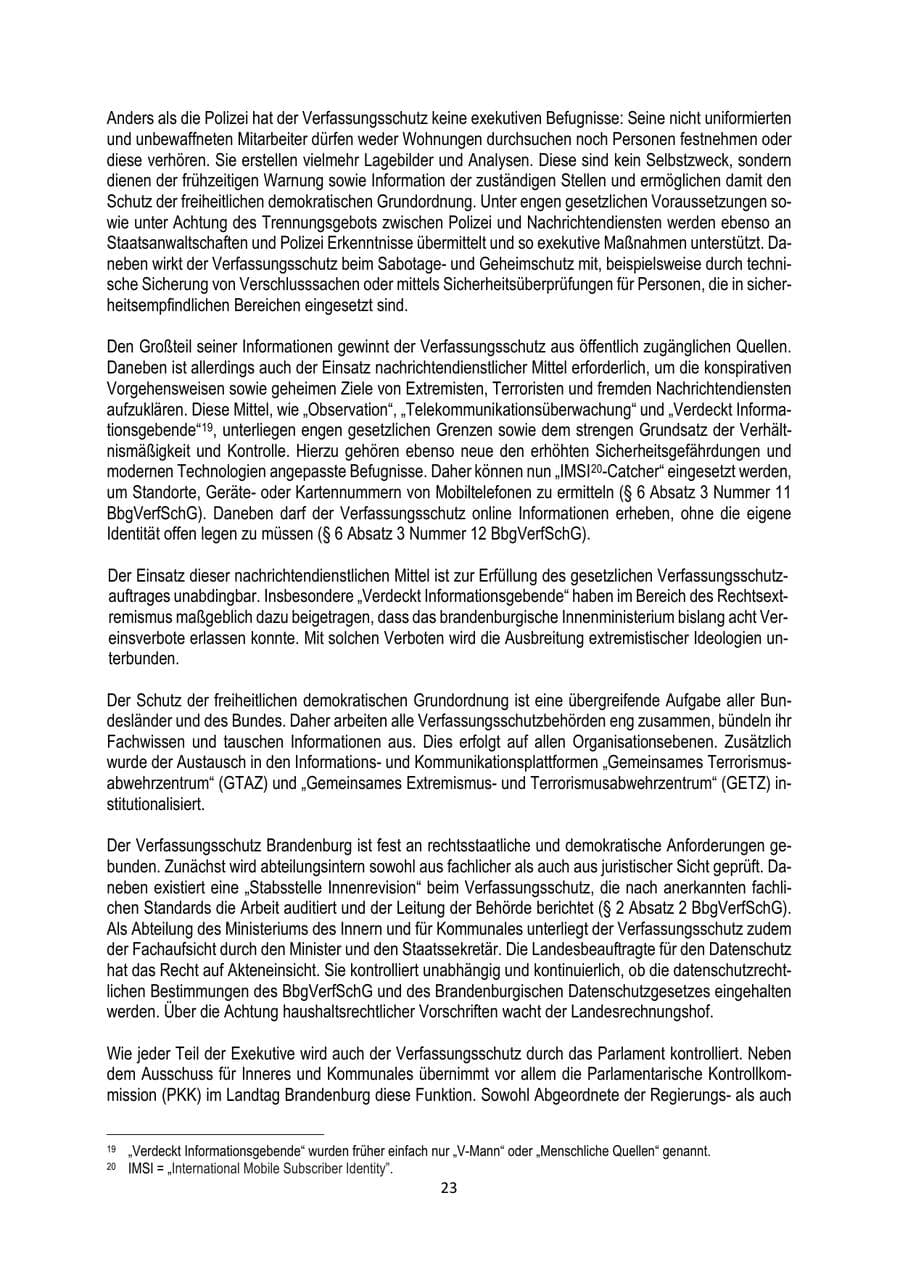 Seite 23 des Verfassungsschutzbericht 2024 Brandenburg