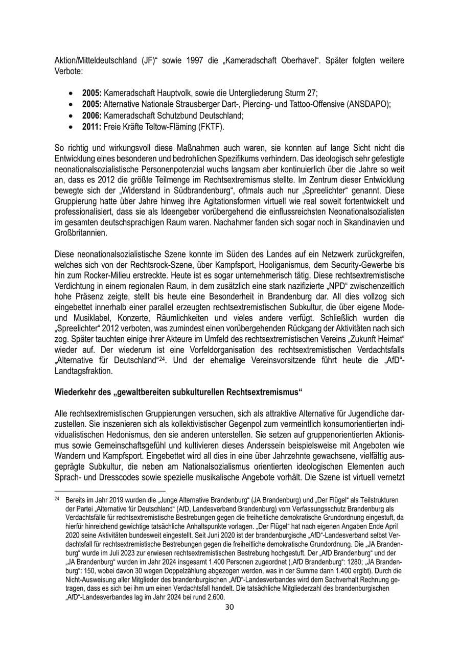 Seite 30 des Verfassungsschutzbericht 2024 Brandenburg