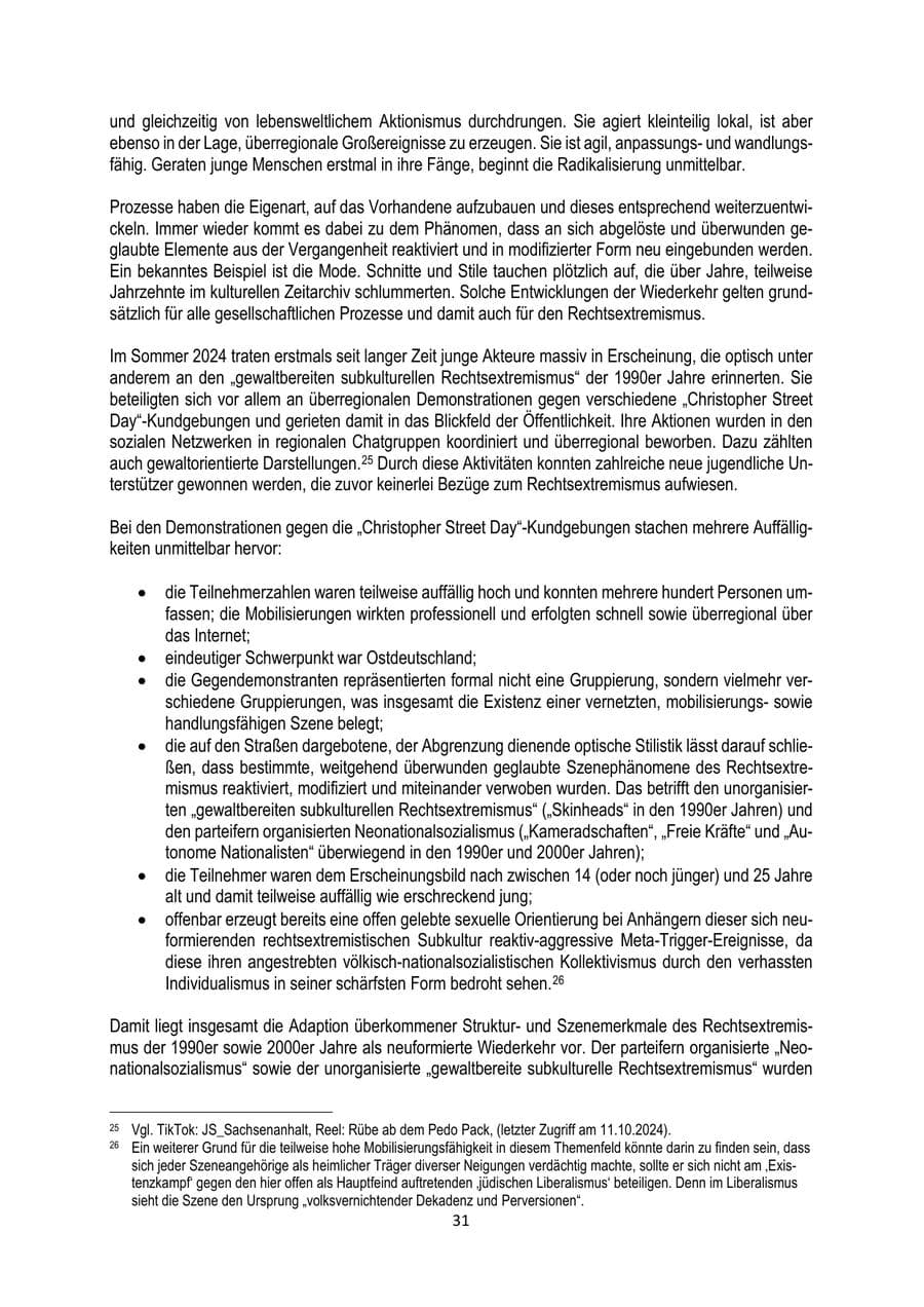 Seite 31 des Verfassungsschutzbericht 2024 Brandenburg