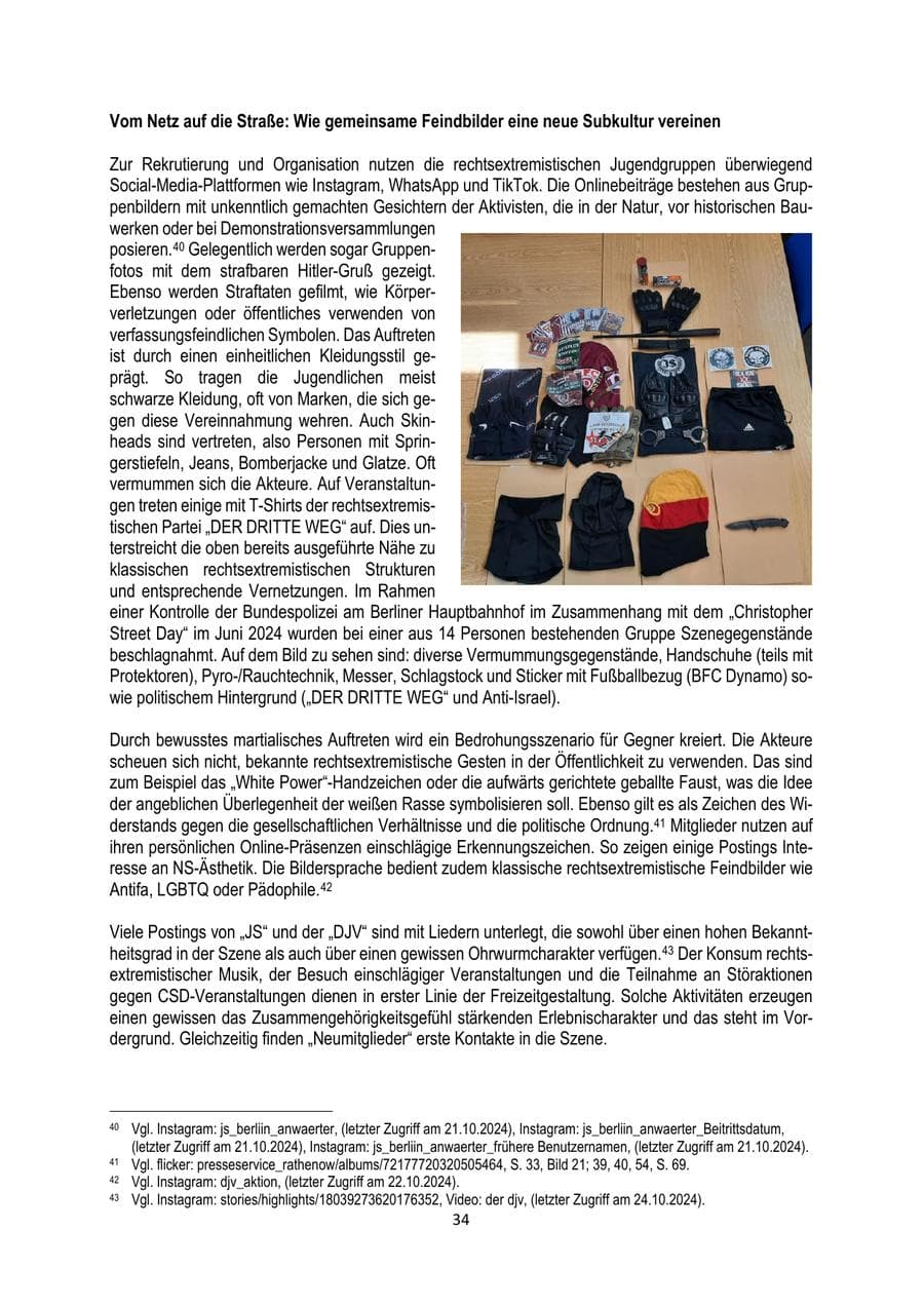Seite 34 des Verfassungsschutzbericht 2024 Brandenburg