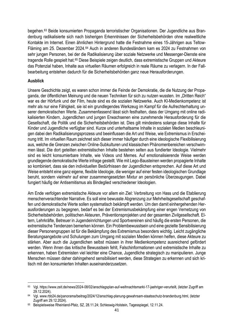Seite 41 des Verfassungsschutzbericht 2024 Brandenburg
