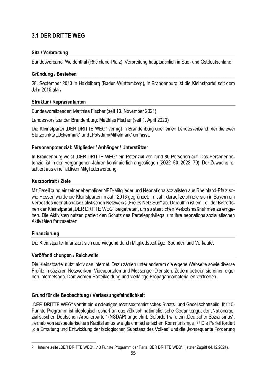 Seite 55 des Verfassungsschutzbericht 2024 Brandenburg