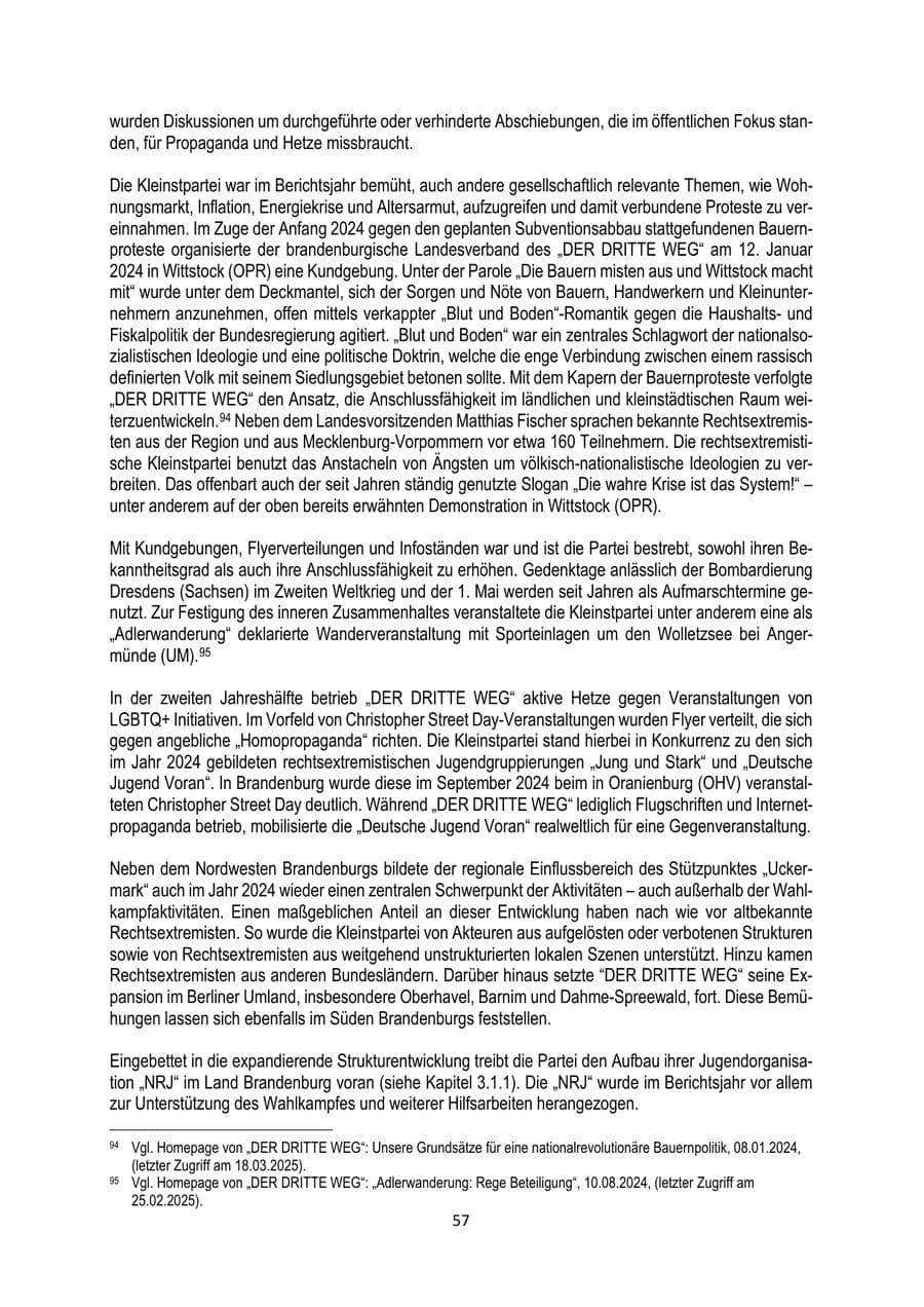 Seite 57 des Verfassungsschutzbericht 2024 Brandenburg