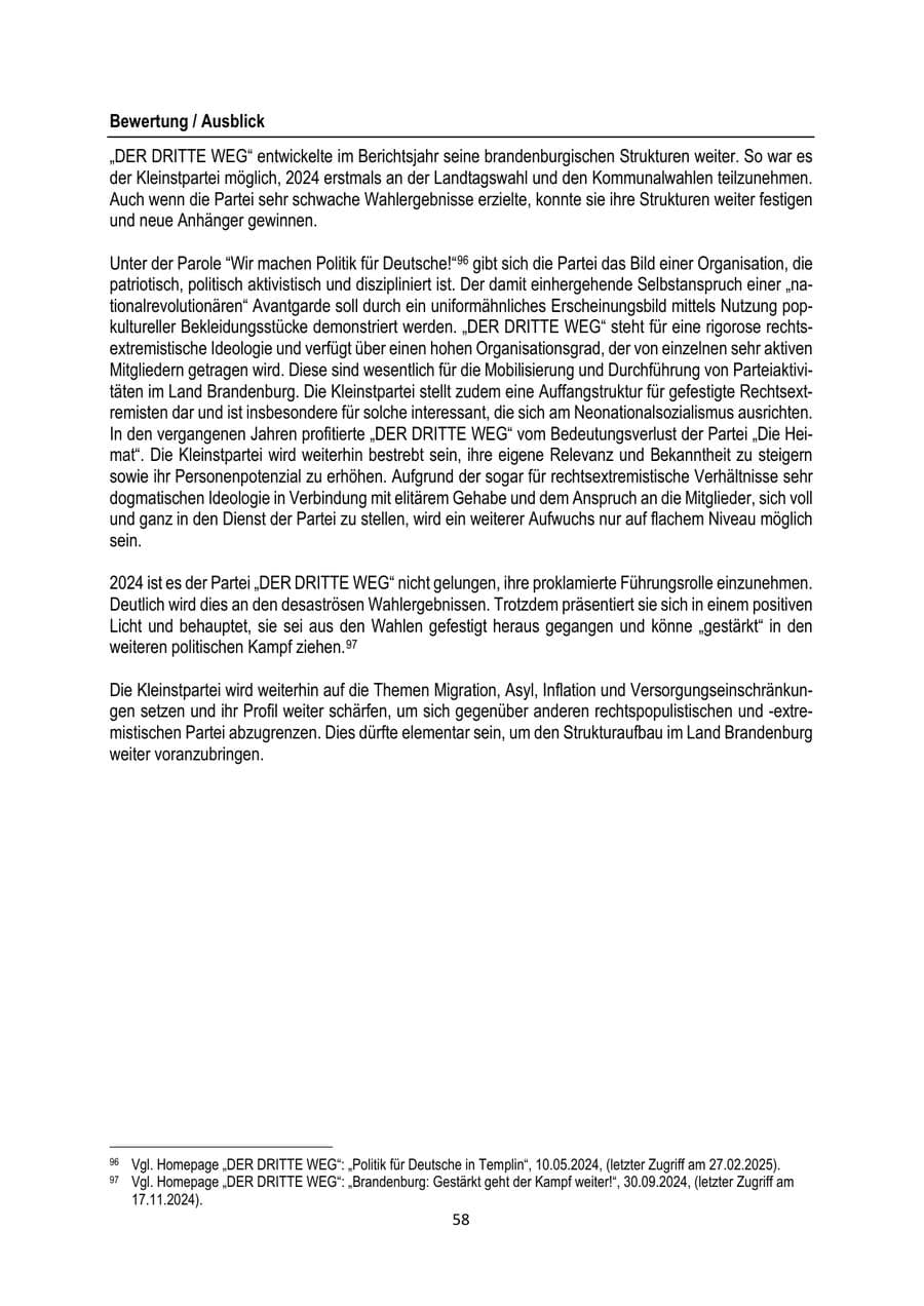Seite 58 des Verfassungsschutzbericht 2024 Brandenburg