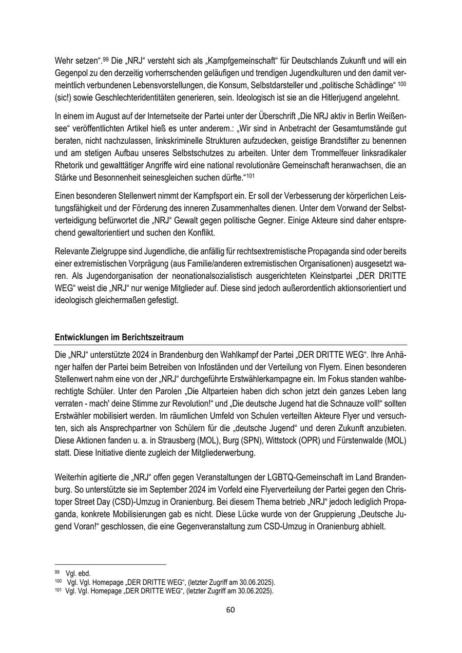 Seite 60 des Verfassungsschutzbericht 2024 Brandenburg
