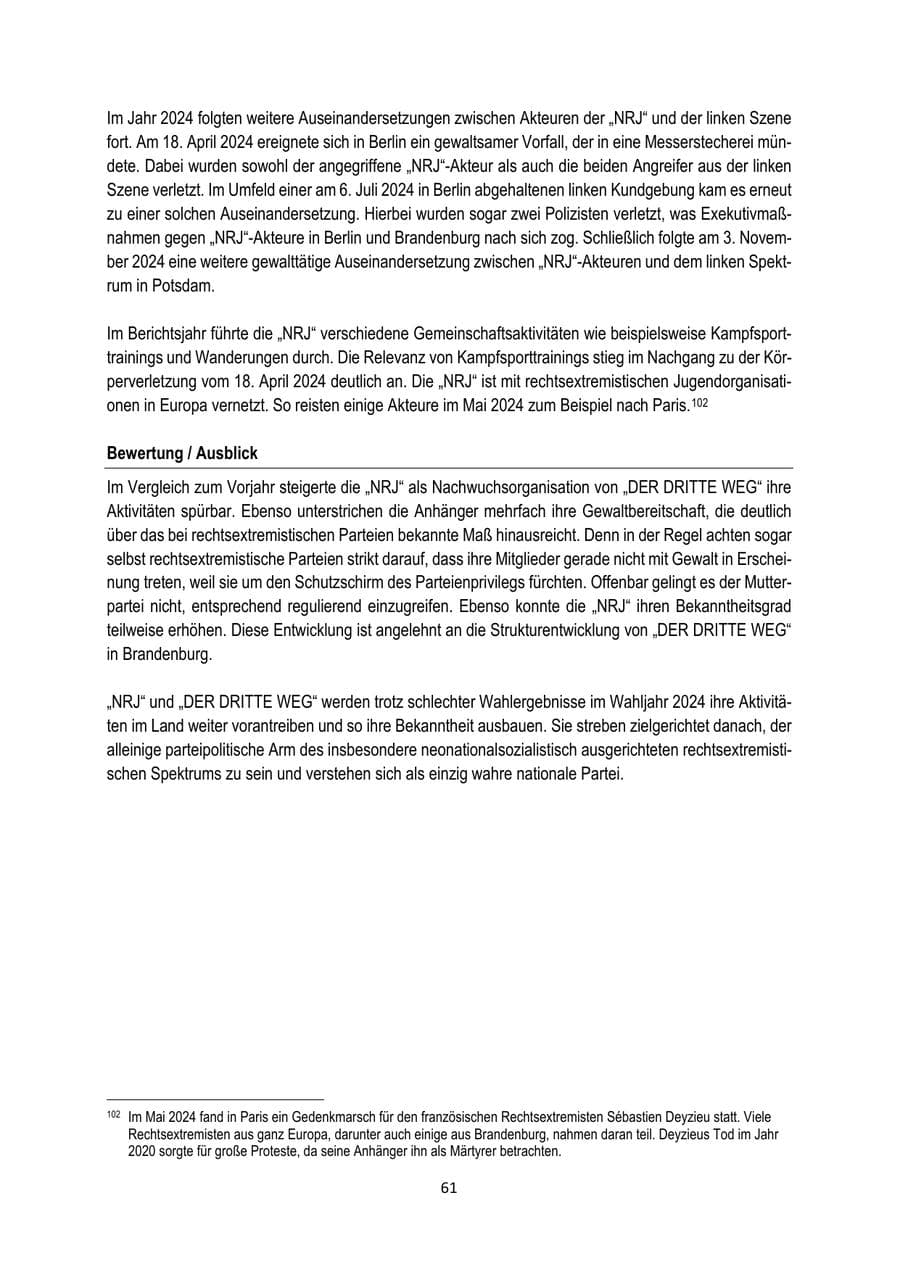 Seite 61 des Verfassungsschutzbericht 2024 Brandenburg