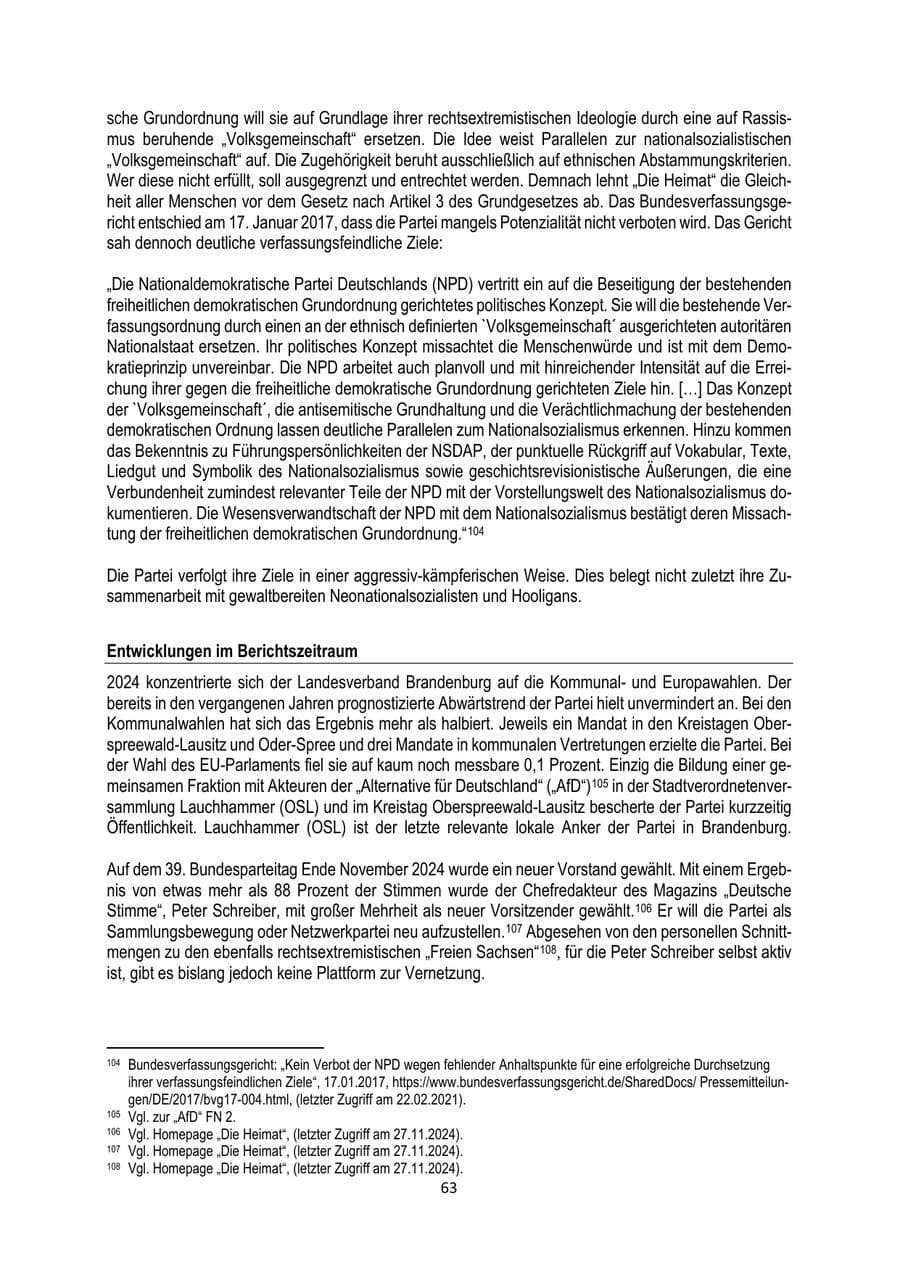 Seite 63 des Verfassungsschutzbericht 2024 Brandenburg