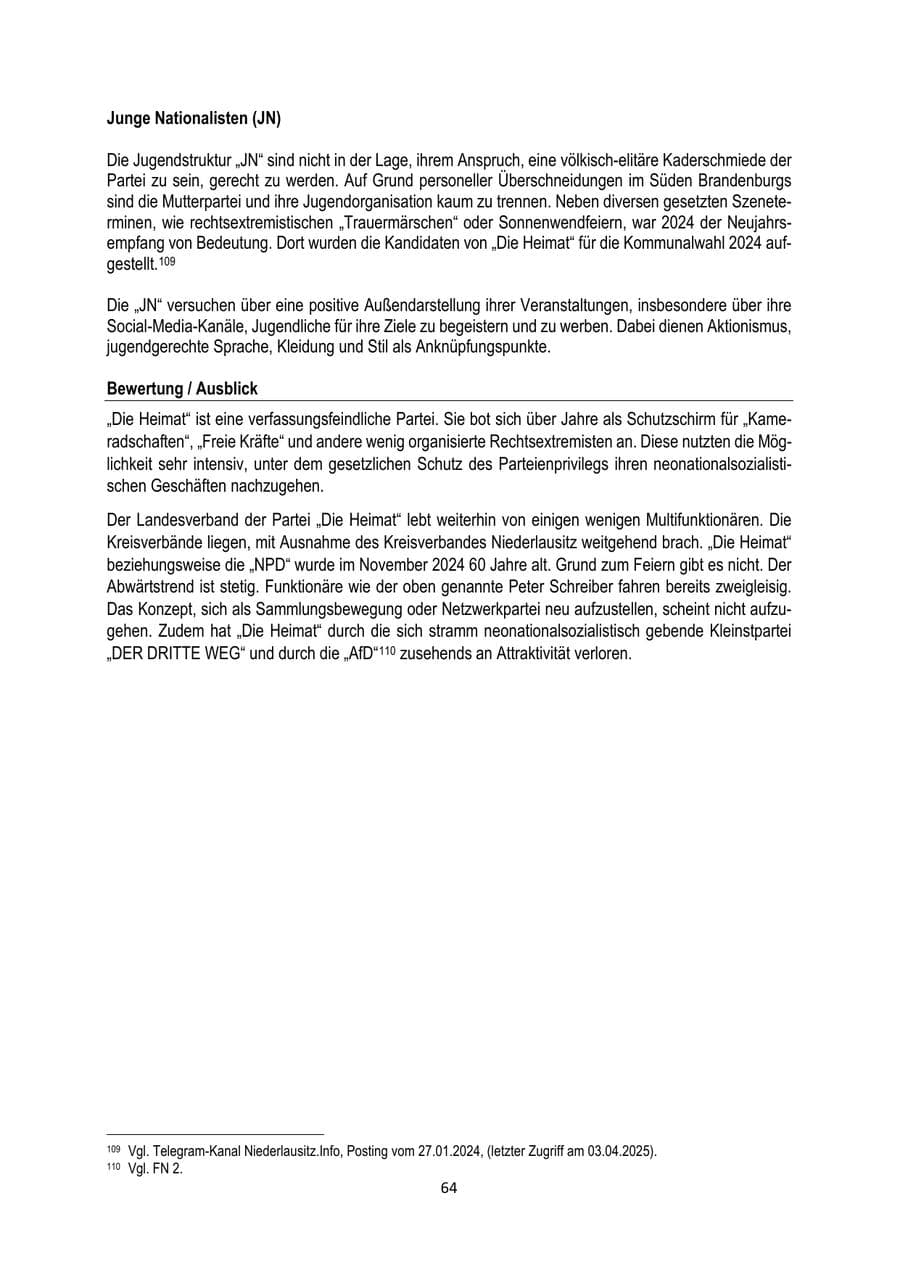 Seite 64 des Verfassungsschutzbericht 2024 Brandenburg