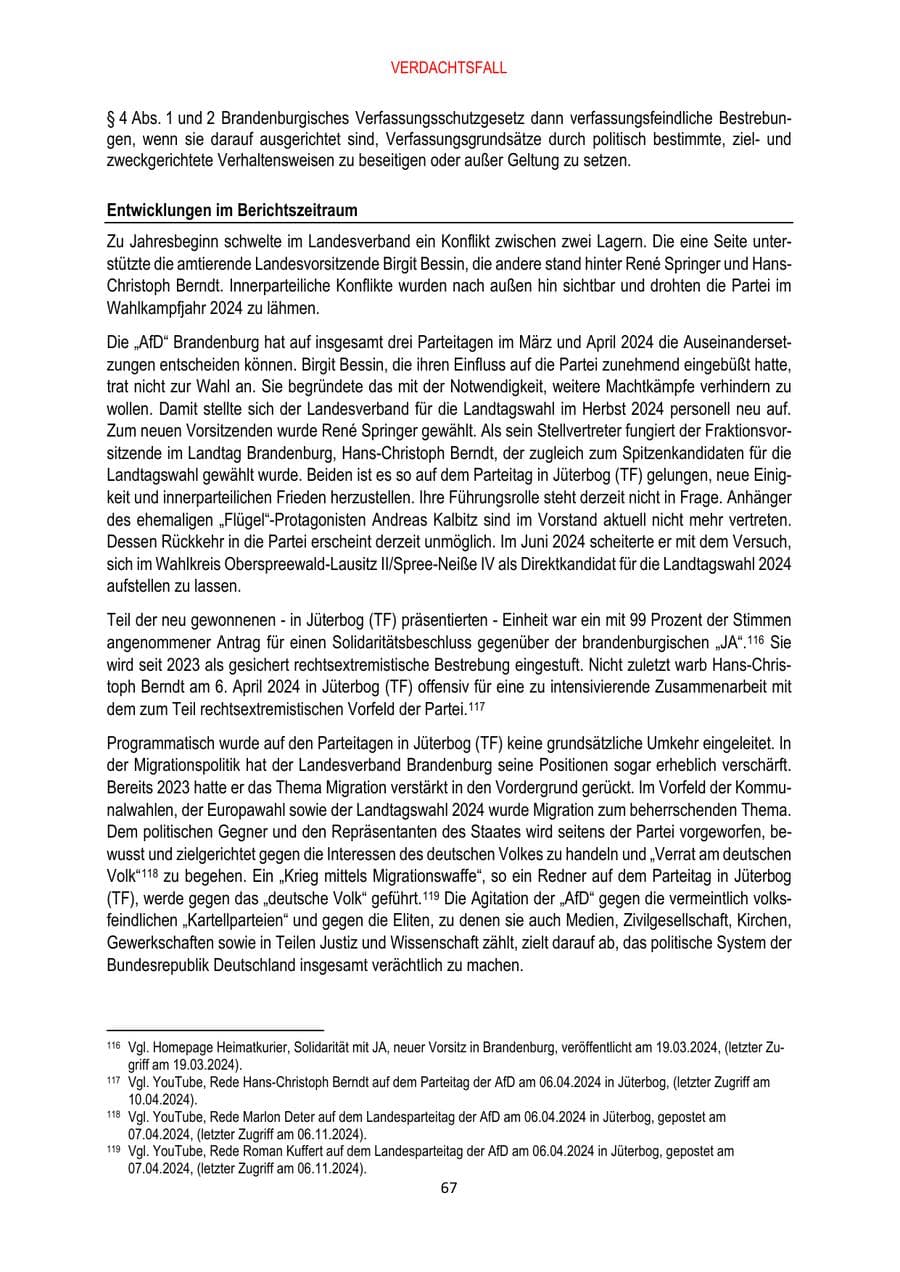 Seite 67 des Verfassungsschutzbericht 2024 Brandenburg