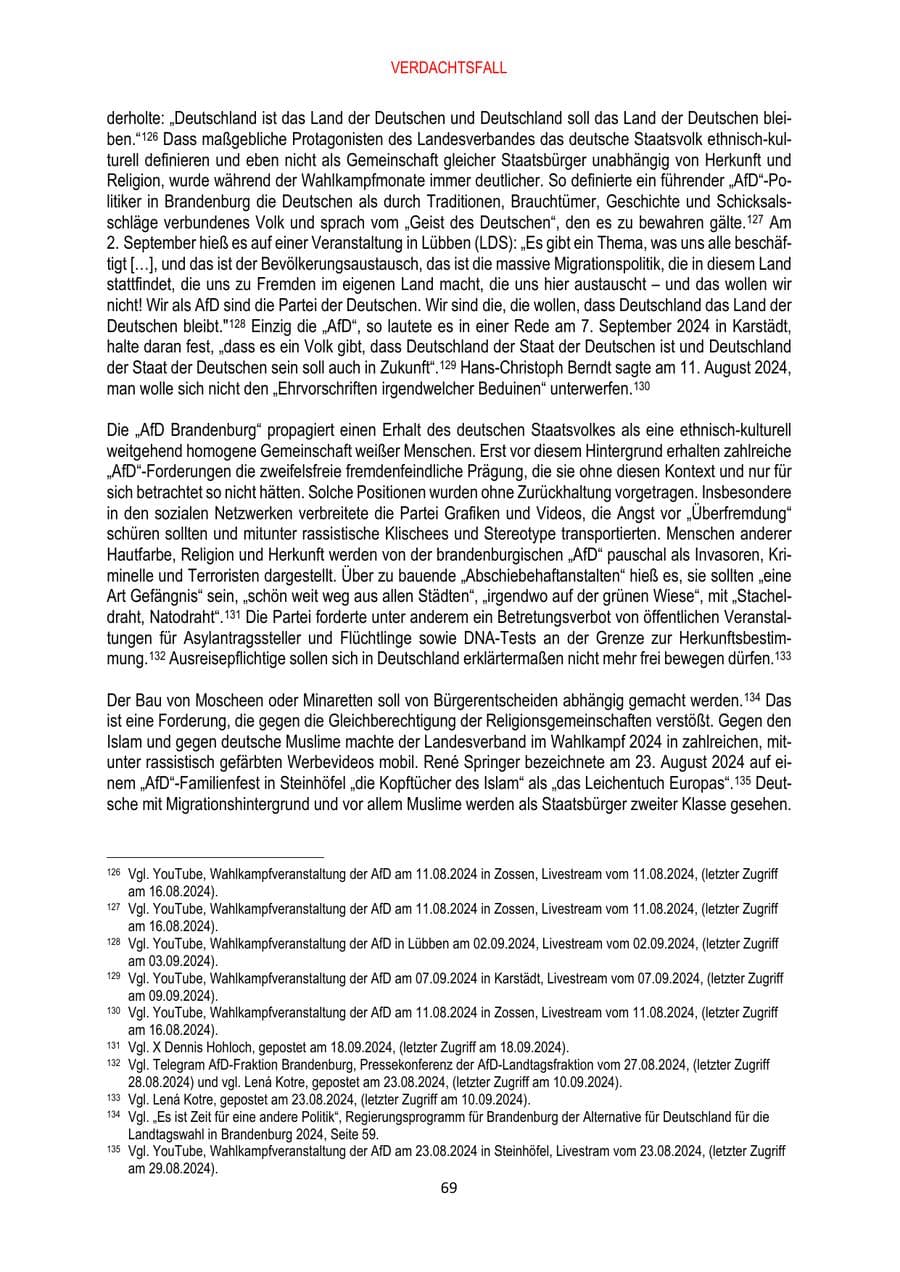 Seite 69 des Verfassungsschutzbericht 2024 Brandenburg