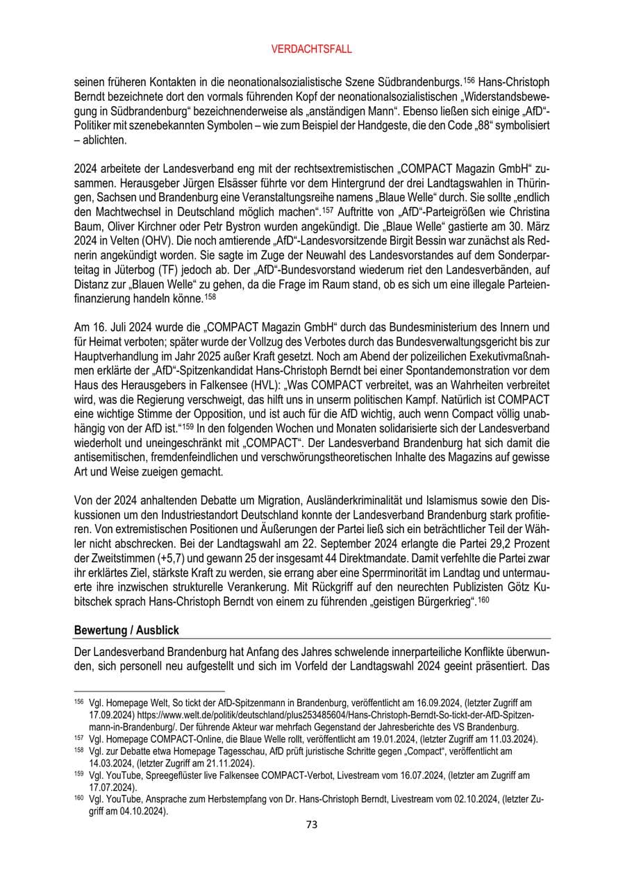 Seite 73 des Verfassungsschutzbericht 2024 Brandenburg
